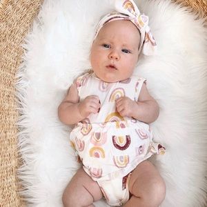 Rainbow Sleeveless Skirted Bodysuit